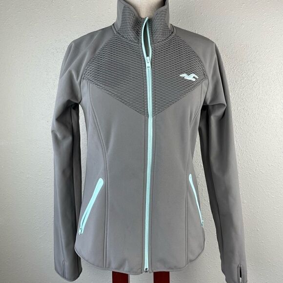 Hollister Gray Full Zip Jacket Size M EUC - Picture 1 of 9